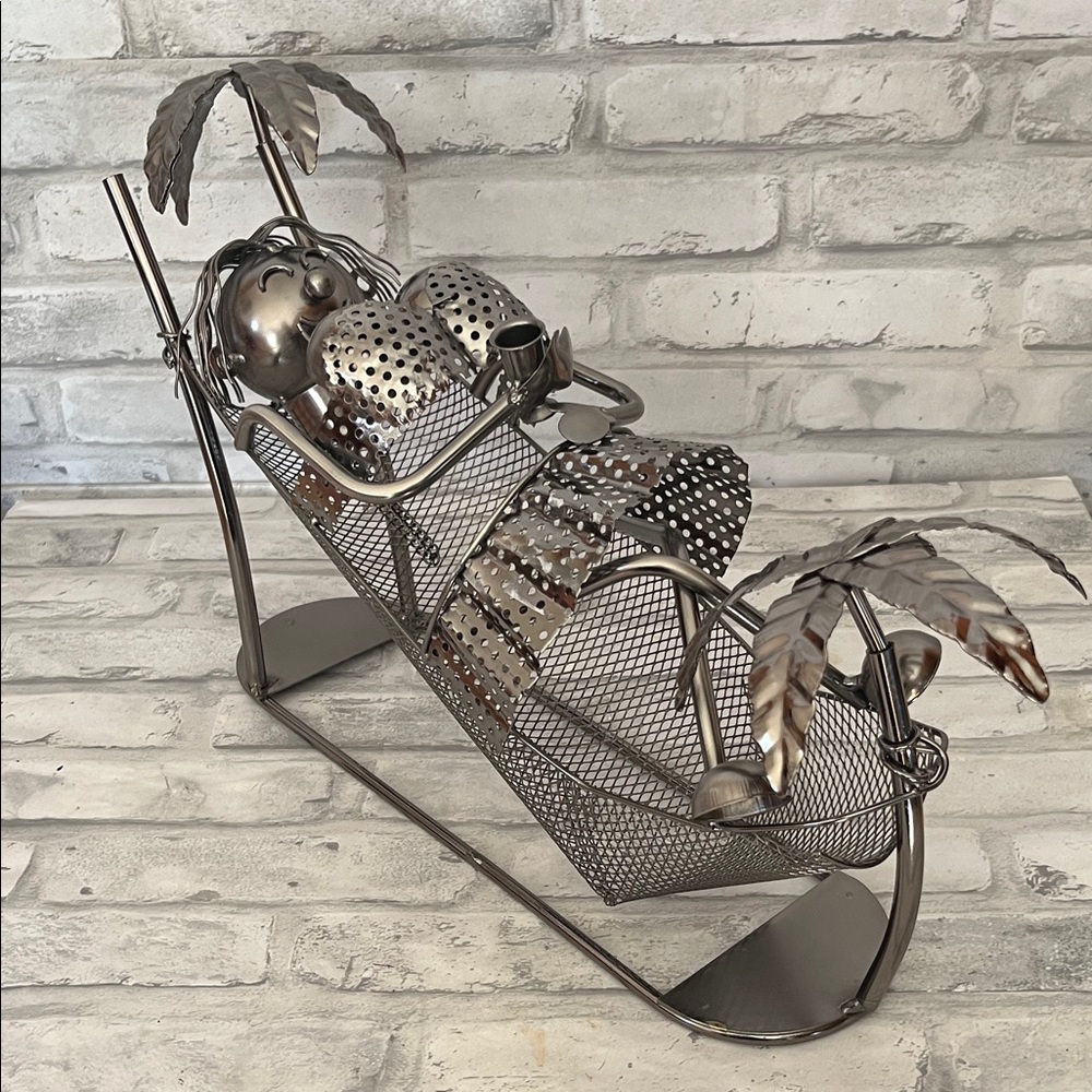 Metallic Bikini Babe Hammock wine bottle holder Sculpture